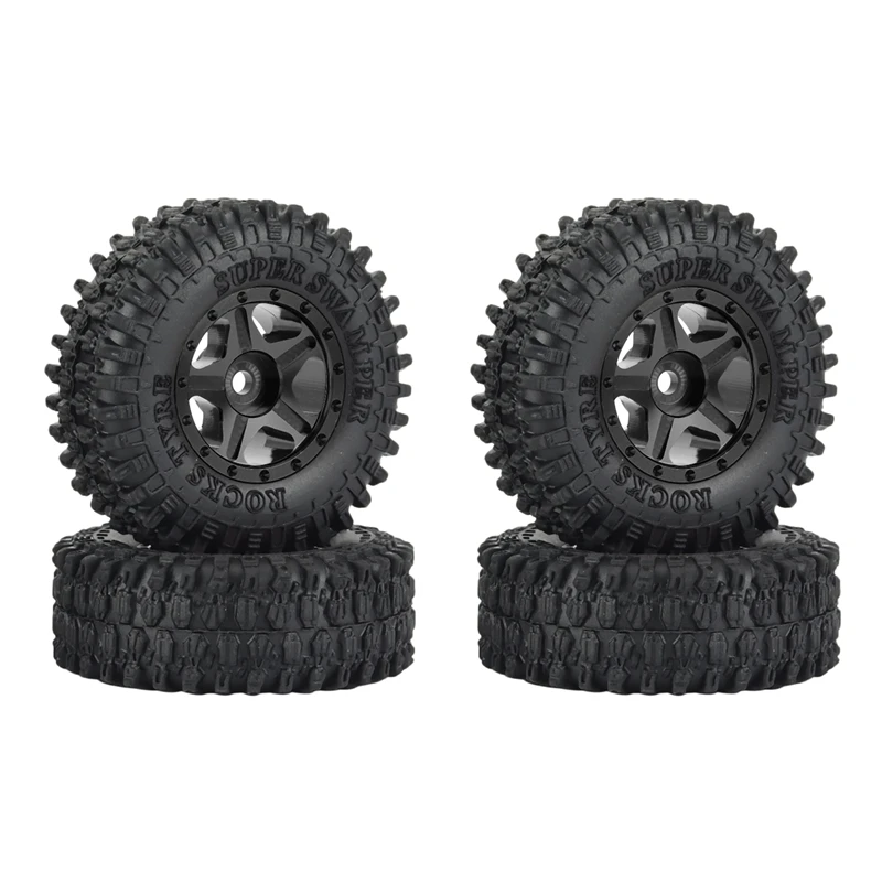 

4PCS 51x18mm 1.0Inch Beadlock Wheel Rims Tires Set for 1/24 RC Crawler Car Axial SCX24 90081 AXI00001 AXI00002 Parts