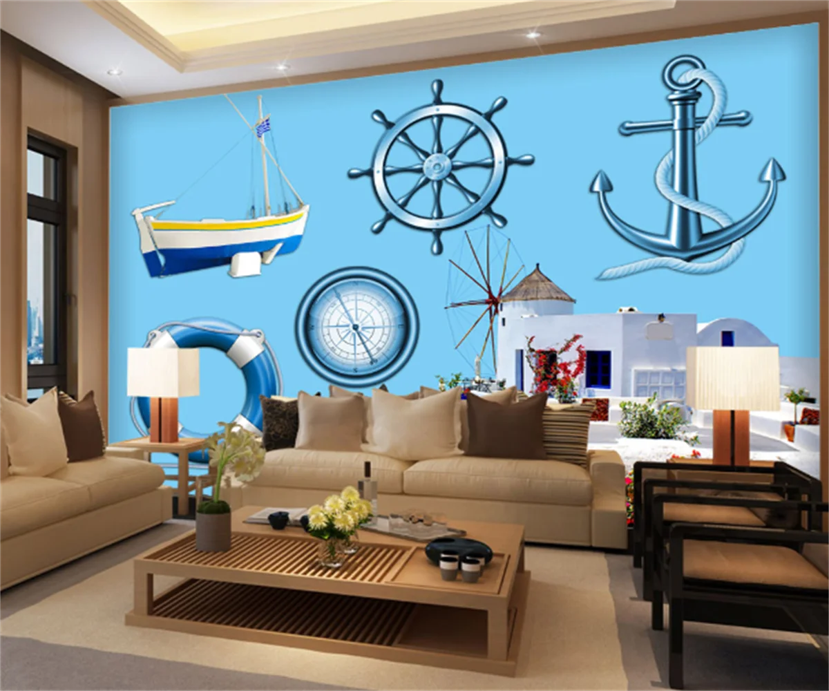 

Фоновая стена в средиземноморском стиле, настенная живопись в греческом романтическом стиле, любой размер, 3D обои для отеля