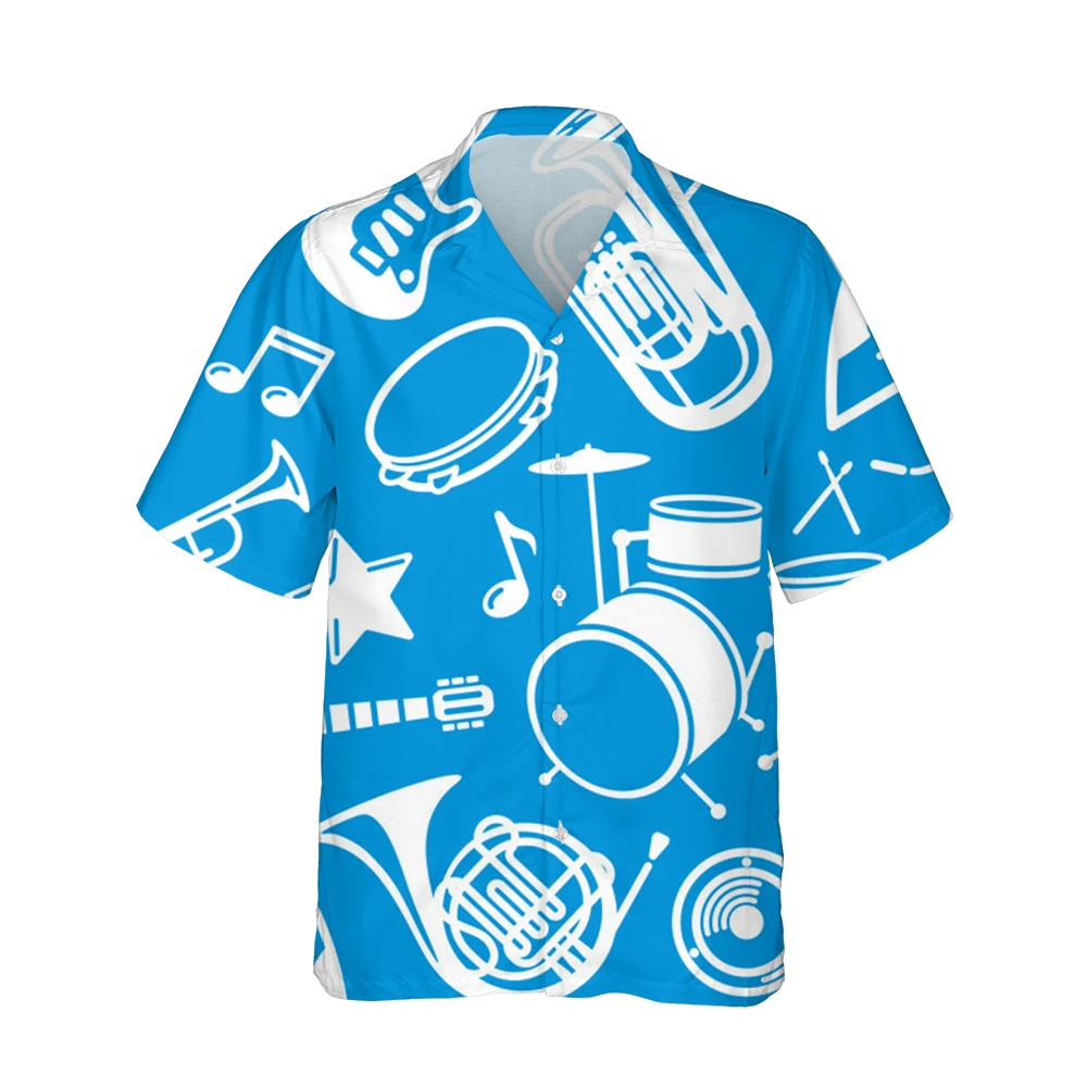 Jumeast 3D HIP HOP Men Shirts Colorful Guitar Pattern Fashion Summer Short Sleeve Oversized Shirt For Men Casual Streetwear Tops