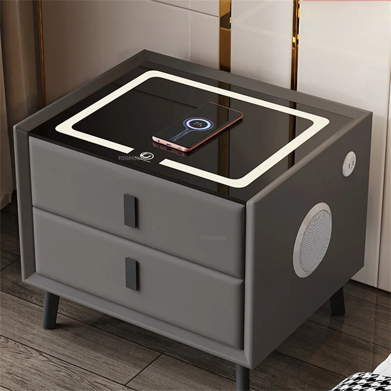 

Nordic Luxury Smart Bedside Table Wood Bedroom Furniture Multifunctional Wireless Charging Comodas Con Cajones Home Furniture