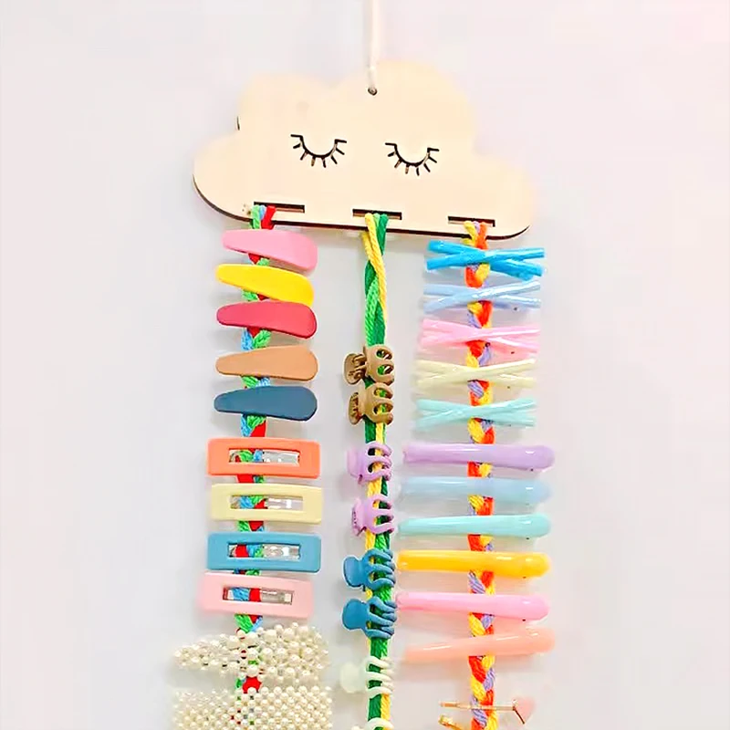 

Wooden Cloud Baby Hair Clips Holder Princess Girls Hairpins Storage Hanger Home DIY Jewelry Photos Organizer Wall Hang Ornaments