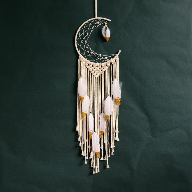 

Настенное украшение для гостиной, ручная работа, Ловец снов, гобелен с перьями, современные минималистичные настенные подвесные украшения, украшения