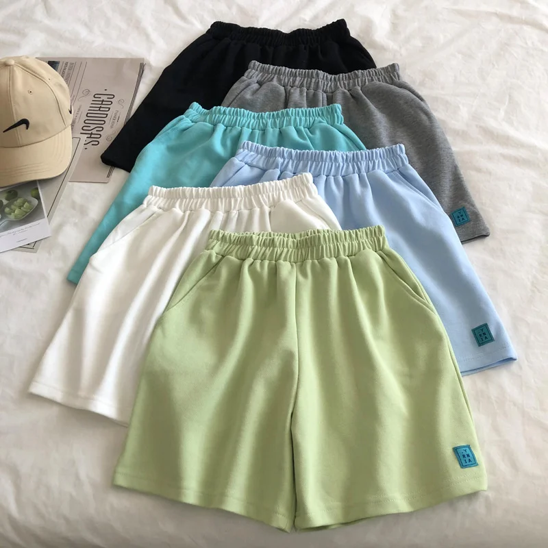 

2022 Summer Women Cotton Shorts Casual High Waist Stretch White Shorts Female Trousers Outwear