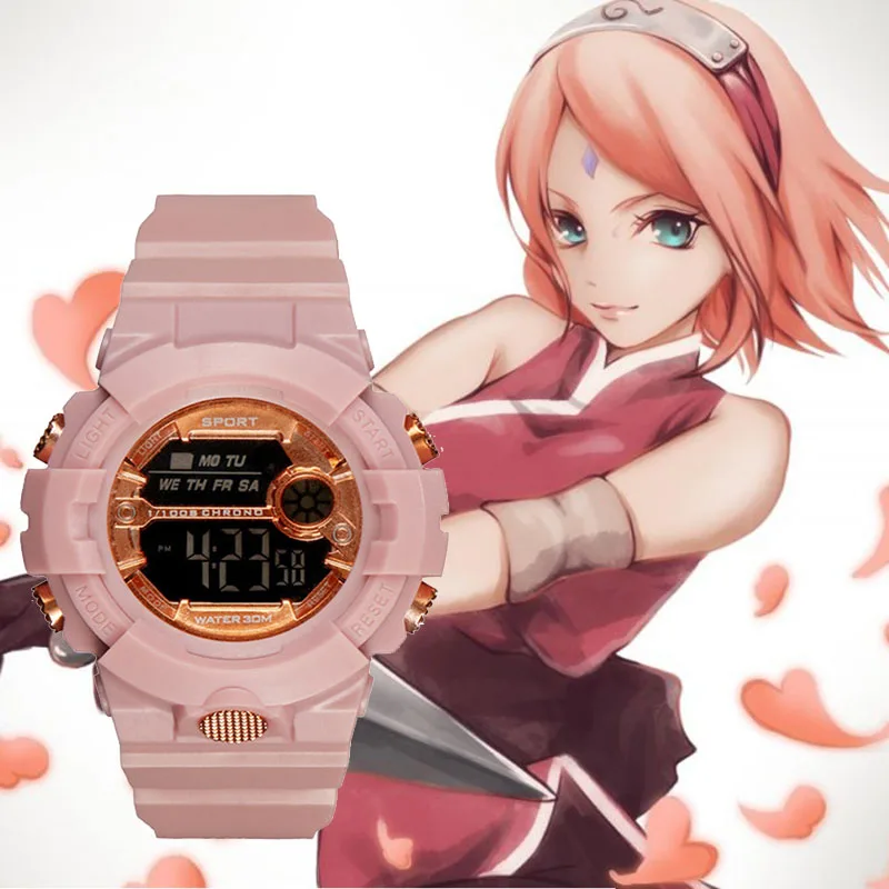

Action Naruto Anime Watch Kakashi Sakura Sasuke Itachi Concept Alarm Clock Students Gift Toys for Children Electronic Watch Toys