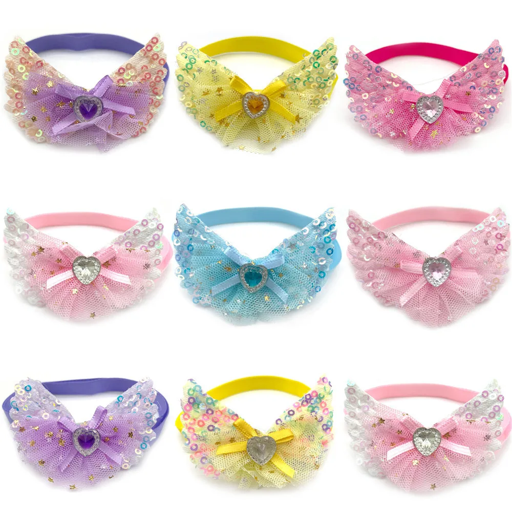 50/100pcs Valentine's Day Pet Dog Bow Ties Bowknot Small Dog Collar Wings Style Grooming Puppy Pet Accessories Doggie Supplies