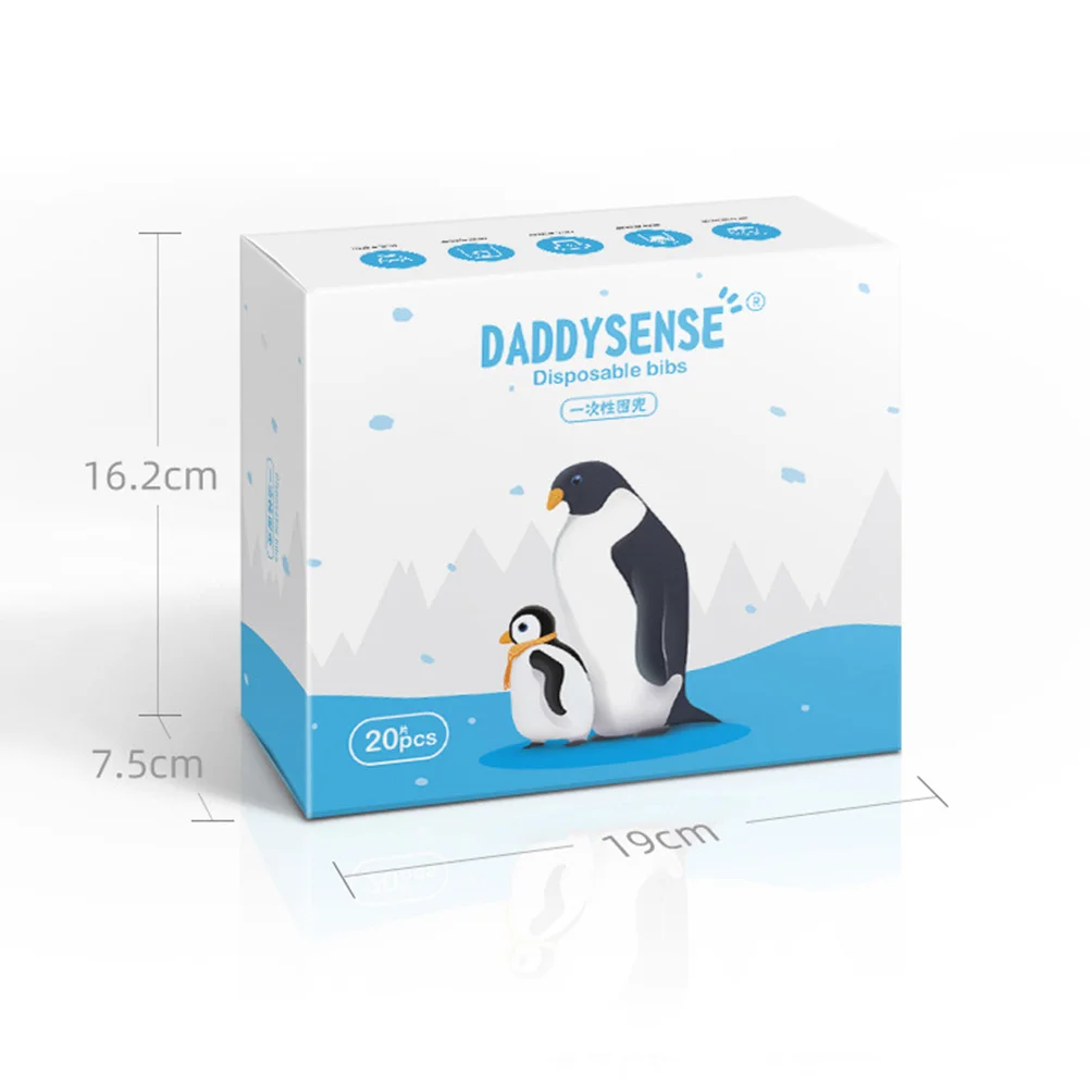 

20 Pcs Penguin Pattern Disposable Baby Bib Kids Eating Saliva Towel Portable Feeding Saliva Towel Newborn Bibs (White)