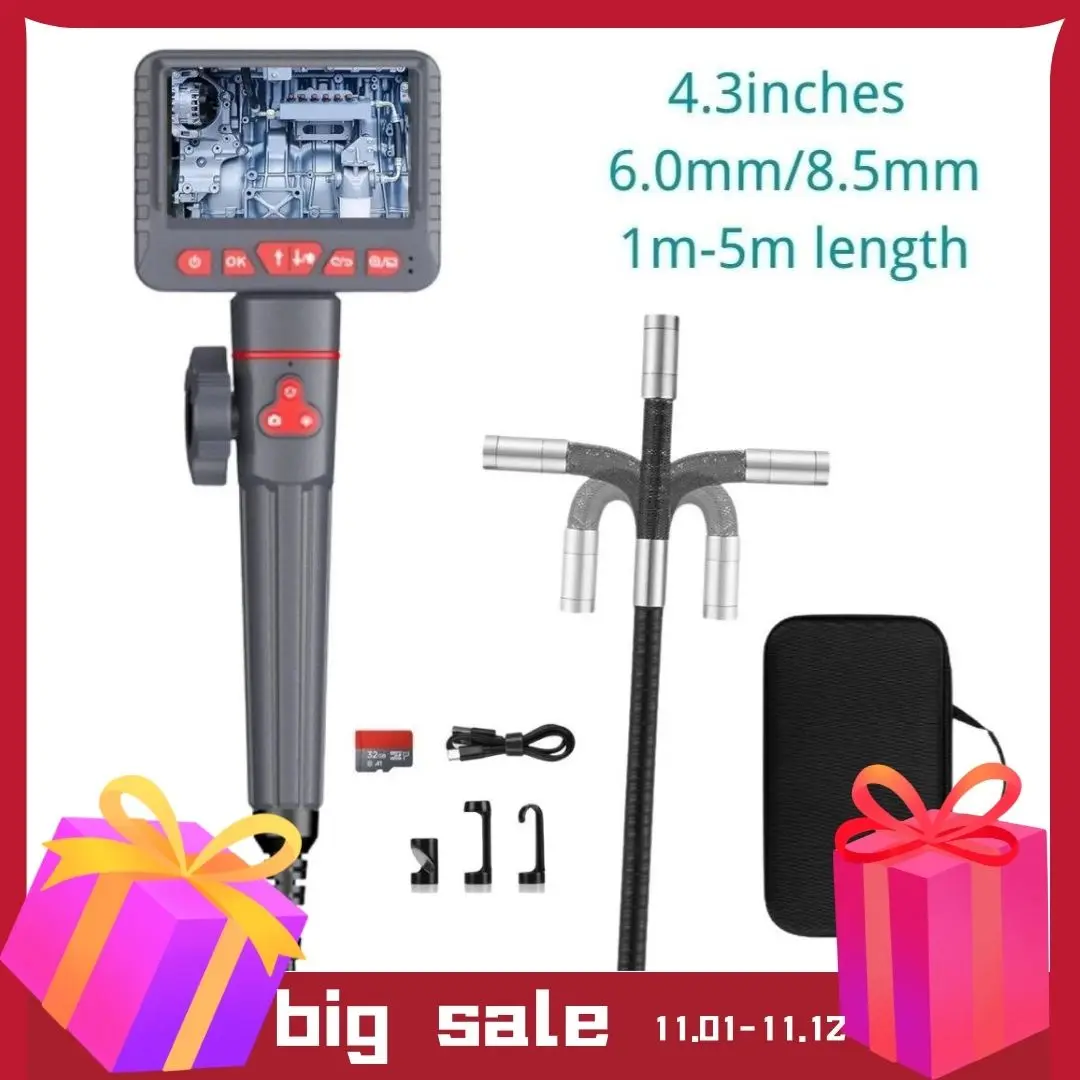 Дешево Рулевая Камера-Эндоскоп 5 м, 3 м, HD 1080P, 6 мм/8,5 мм, рулевая промышленная фотокамера, камера для осмотра автомобиля