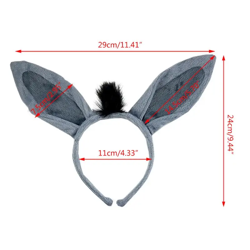 6 Pcs Festival Party Haarigen Donkey Stirnband Haar Hoop Nase Schwanz Krawatte Handschuhe Set Halloween Weihnachten Kostüm Cosplay Headwear – Detail 21