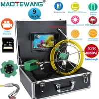 MAOTEWANG 9" HD DVR 20-50M Drain Sewer Pipeline Endoscope 22MM 6Pcs Night Vision Lamp Camera Industrial Pipe Inspection 8G Card