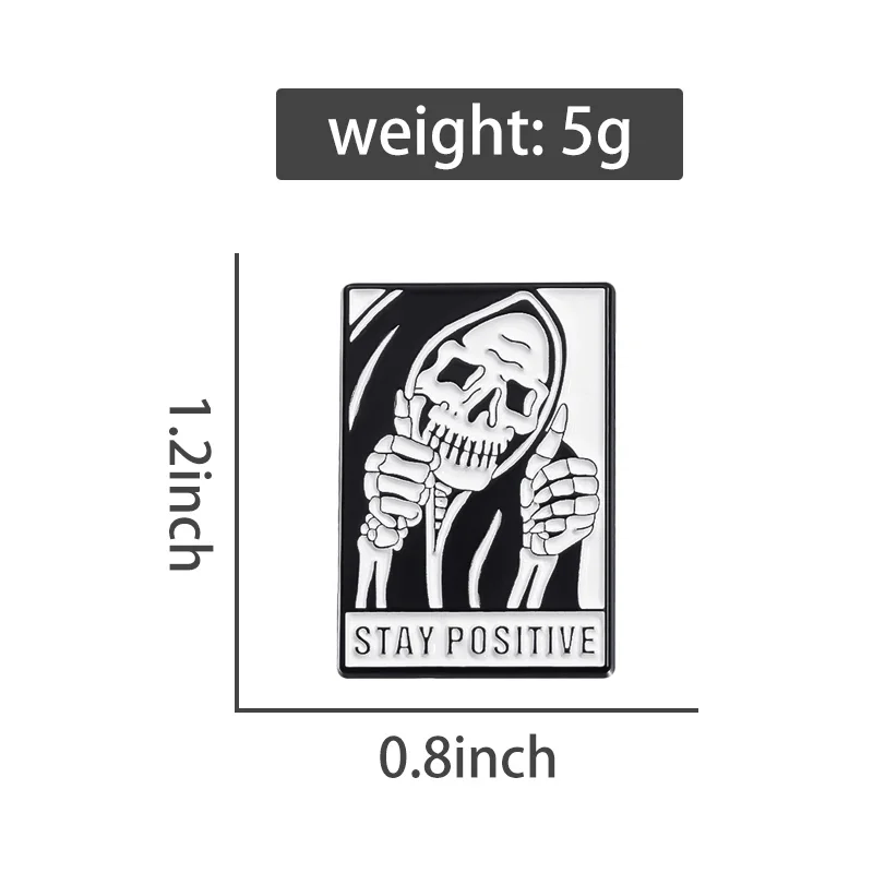 Металлическая брошь с эмалью в виде черепа