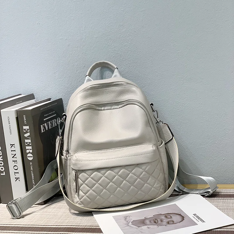 Женский рюкзак из натуральной телячьей кожи мягкий вместительный ранец на плечо