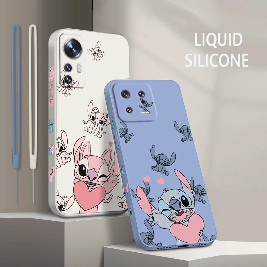 

Stitch Lilo Disney Cute For Xiaomi Mi 13 12 12T 11 11T 10 10T 9 9SE Lite Pro Ultra A3 Liquid Left Rope Soft Phone Case Fundas