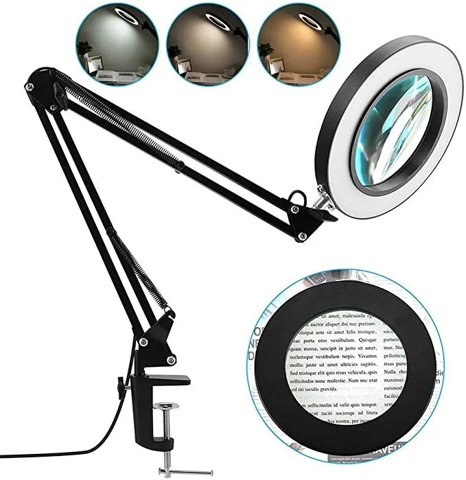 

Magnifying Lamp Magnifying Glass with Light and Stand Magnifying Lamp Adjustable Swivel Arm LED Magnifier Desktop Lamp