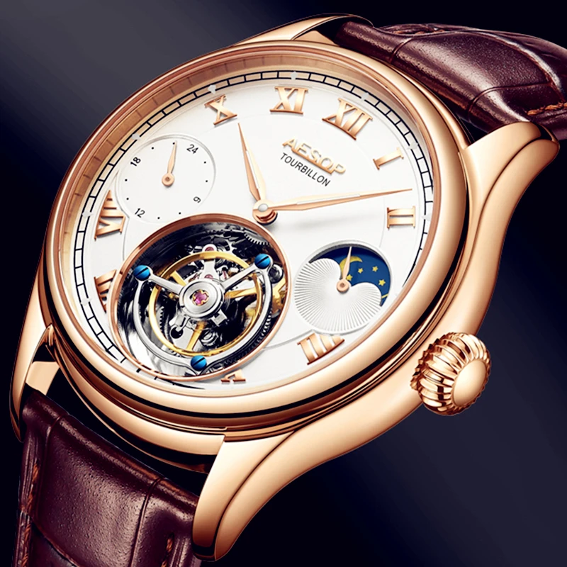 

AESOP Auto Flying Tourbillon Men Watch Sapphire Waterproof Mechanical Watches for Men Blue Stone Wristwatches Relogio Masculino