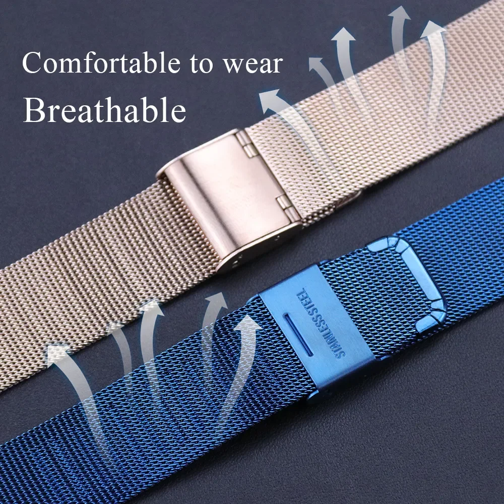 Watch band 8mm 10mm 12mm 14mm 16mm 18mm 20mm 22mm 24mm Rose gold 304 stainless steel Mesh Replacement for smart watches