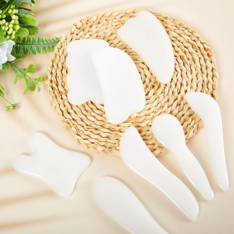 

1PC Stone Guasha Scraping Board Gua Sha Scraper Massager For Face Rose Quartz Gua Sha Plate Spa Guache Body Face Massage Roller
