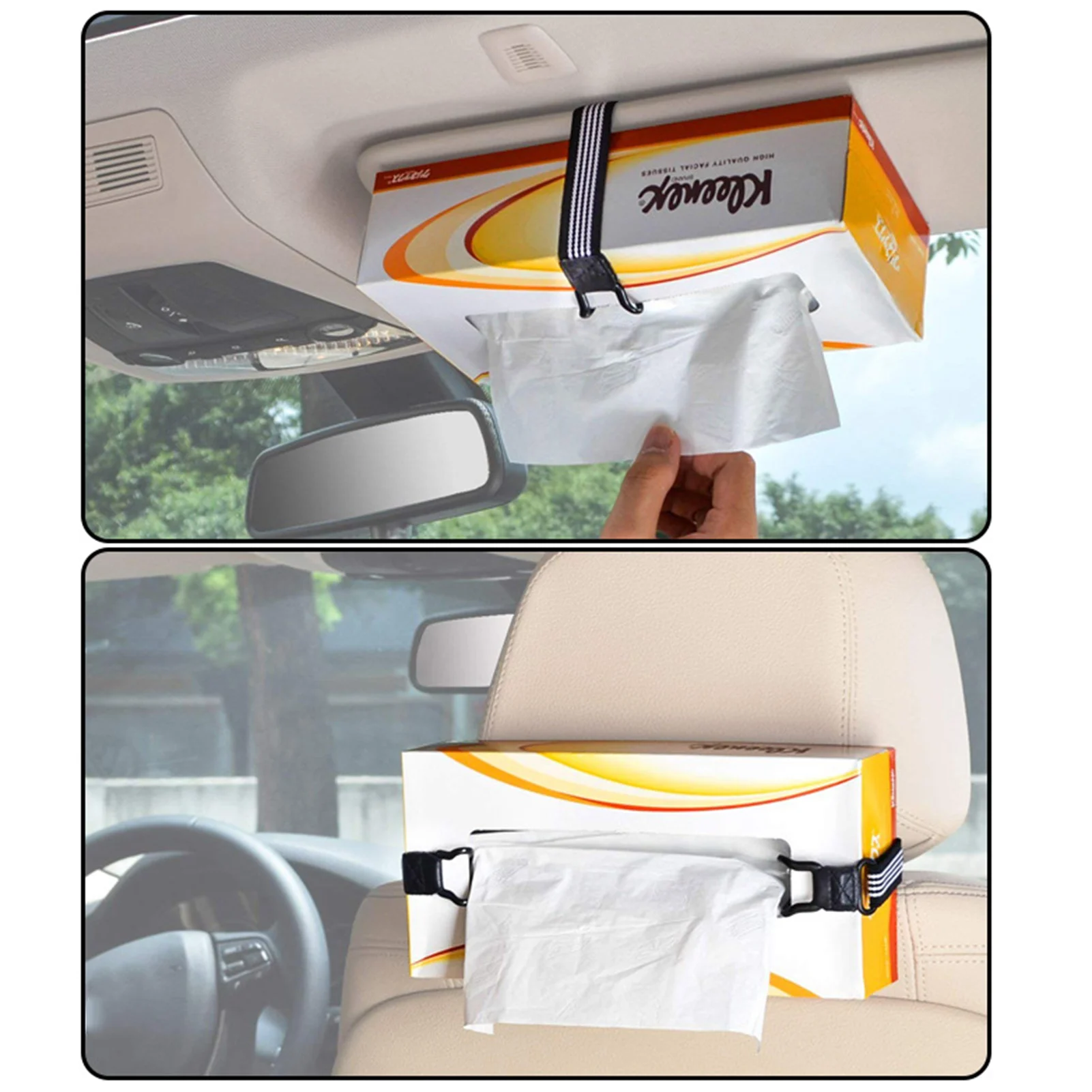 

Car Tissue Holder Strap Napkin Box Fixing Belt Sun Viso Headrest Armrest Tissue Box Strap Fixing Straps For Facial Tissues