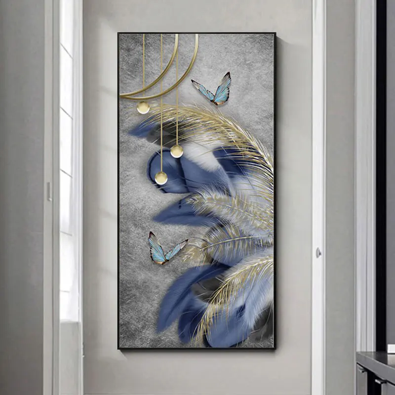

Modern Nordic Art Feather Canvas Painting Luxury Wall Art Abstract Posters And Prints Living Room Bedroom Home Decor HD Picture