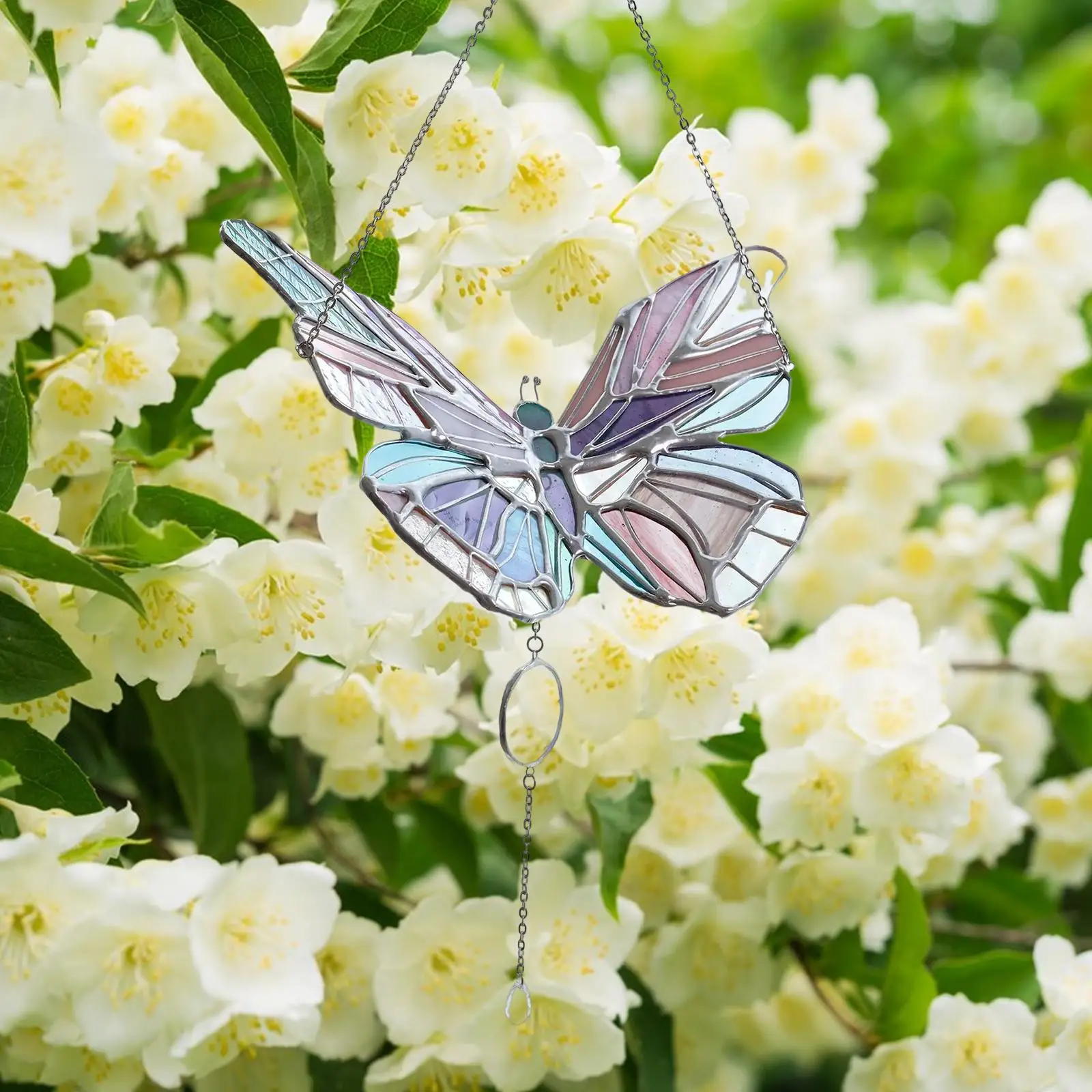 

Butterfly Statue Hanging Car Pendant Rainbow Maker Ornament Sculptures for Farmhouse Porch Backyard Fence Living Room