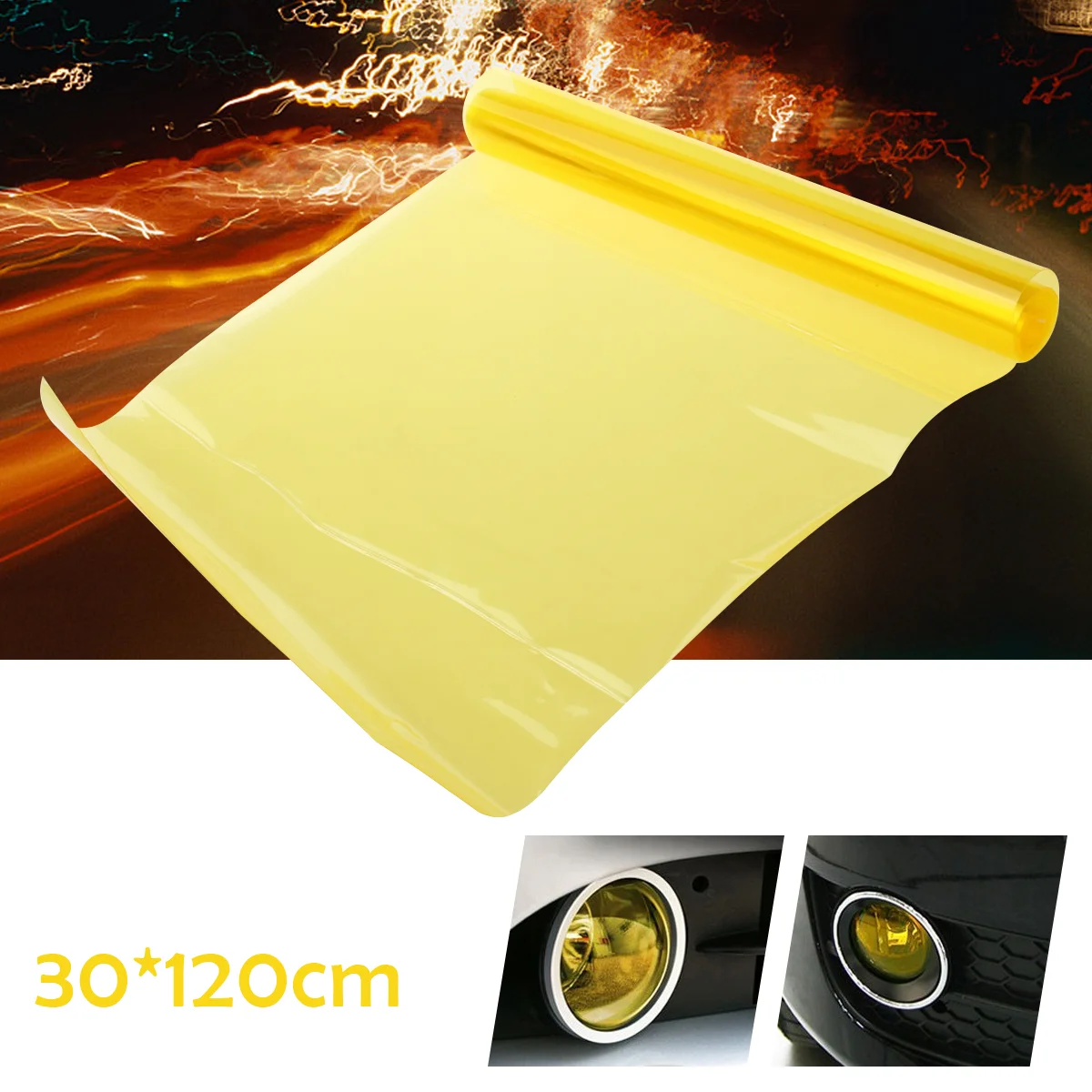 

30¨¢120CM Car Light Film Tint Vinyl Film Sheet Decoration Decals for Headlight Rear Light Taillight Fog Lamp ( Yellow Stickers