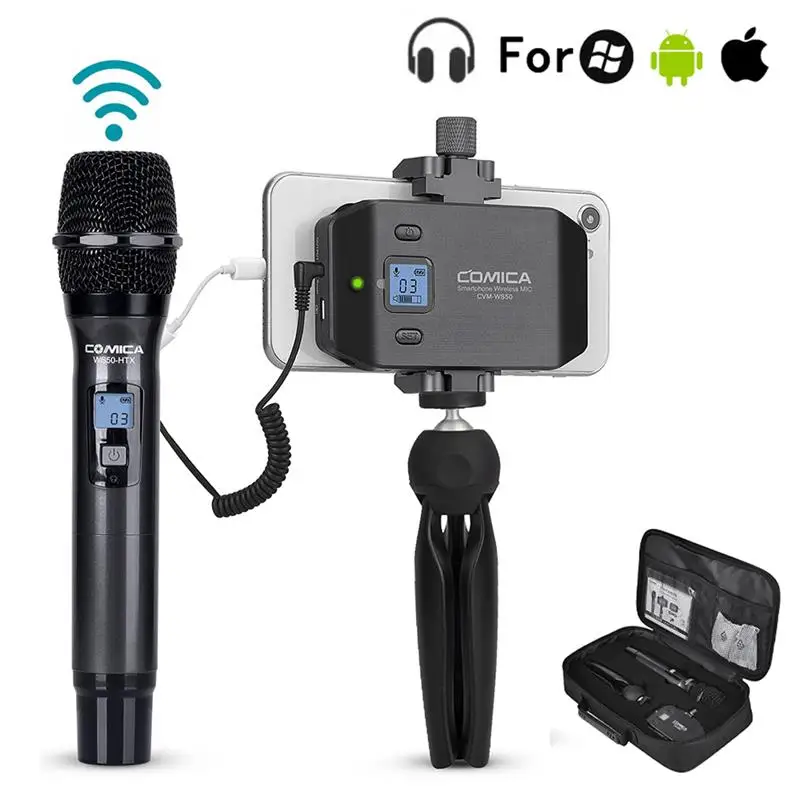 

2023 CVM-WS50H Multi-Channels Smartphone Wireless Microphone with Hand-held Transmitter 6 Channels 60m Working Distance