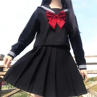 black jk suit japanese school uniform style s 2xl student girls navy costume women skirt sailor blouse pleated set vestido dress