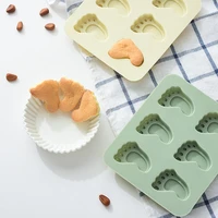 6 hole silicone mold foot shape bake bakeware diy handmade soap chocol feet pastri cake decor tools kitchen ice tray accessories