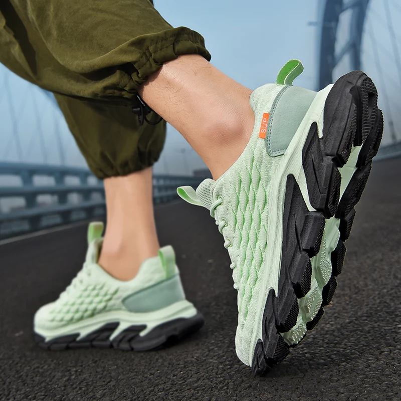 JIEMIAO New High Quality Trendy Men Sneakers Mesh Breathable  Running Shoes Outdoor Comfortable Sports Shoes Zapatillas Hombre