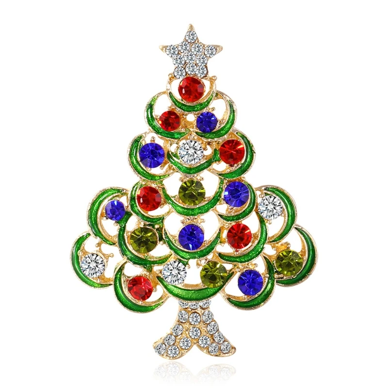 

Colorful for rhinestone Brooch Pin Christmas Tree Brooch Retro Clothing Decorative Accessories Fashion Jewelry Gift