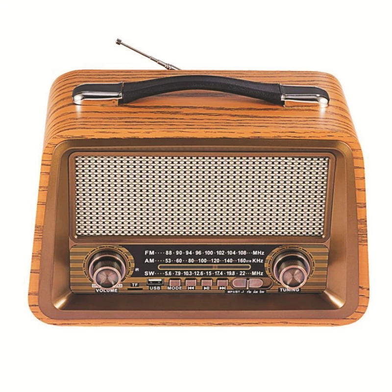 

Portable Wooden Retro Radio Wireless Bluetooth Speakers HIFI Stereo AM/FM Radio Player USB TF AUX MP3