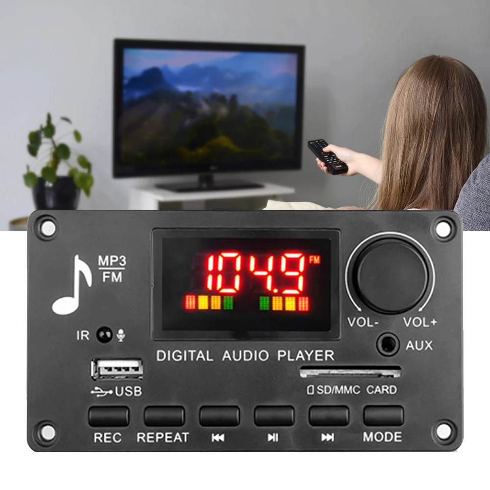 

2*40W Amplifier MP3 Decoder Board Bluetooth-compatible 5.0 Wireless Audio Module Big Color Screen Recording TF FM Radio For Car