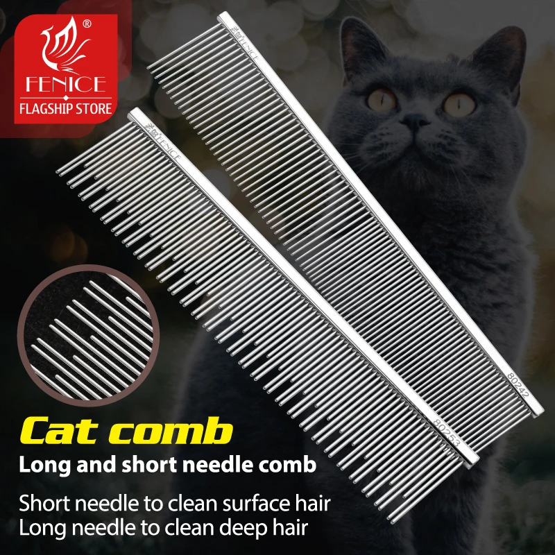 Fenice Pet Dematting Comb - Stainless Steel Pet Grooming Comb for Dogs and Cats Gently Removes Loose Undercoat, Mats, knots