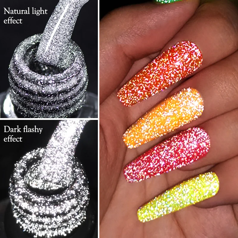 

Mtssii 7ml Reflective Glitter Top Coat Laser Gel Polish All For Manicure Semi Permanent Soak Off Nail Art Design Base Top Coat