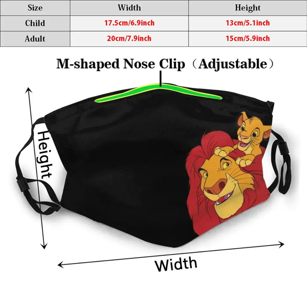 

Simbaa Pm2.5 Filter Washable Adult Kid DIY Mask The Lion King And Simba Illustration Simba Mufasa Scar Shenzi Lion The Lion