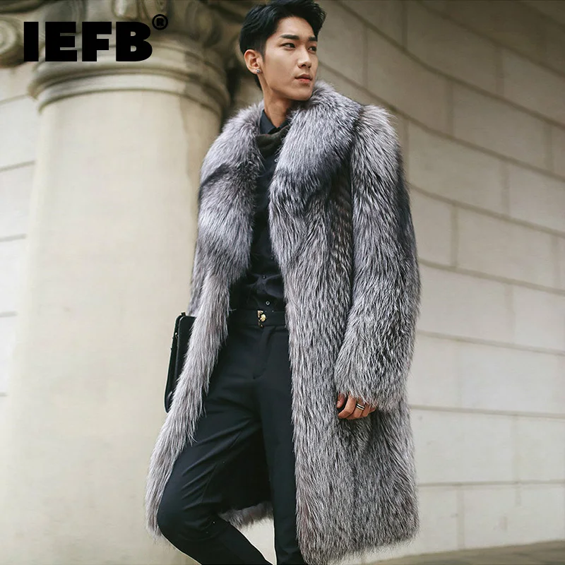 

IEFB New Faux Fur Long Coat For Men Autumn Winter New Men's Imitation Fox Fur High Quality Cardigan Clothes fit