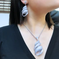 missvikki luxury new design 2pcs cross shiny charm big pendant earrings necklace jewelry set super original fashion accessories