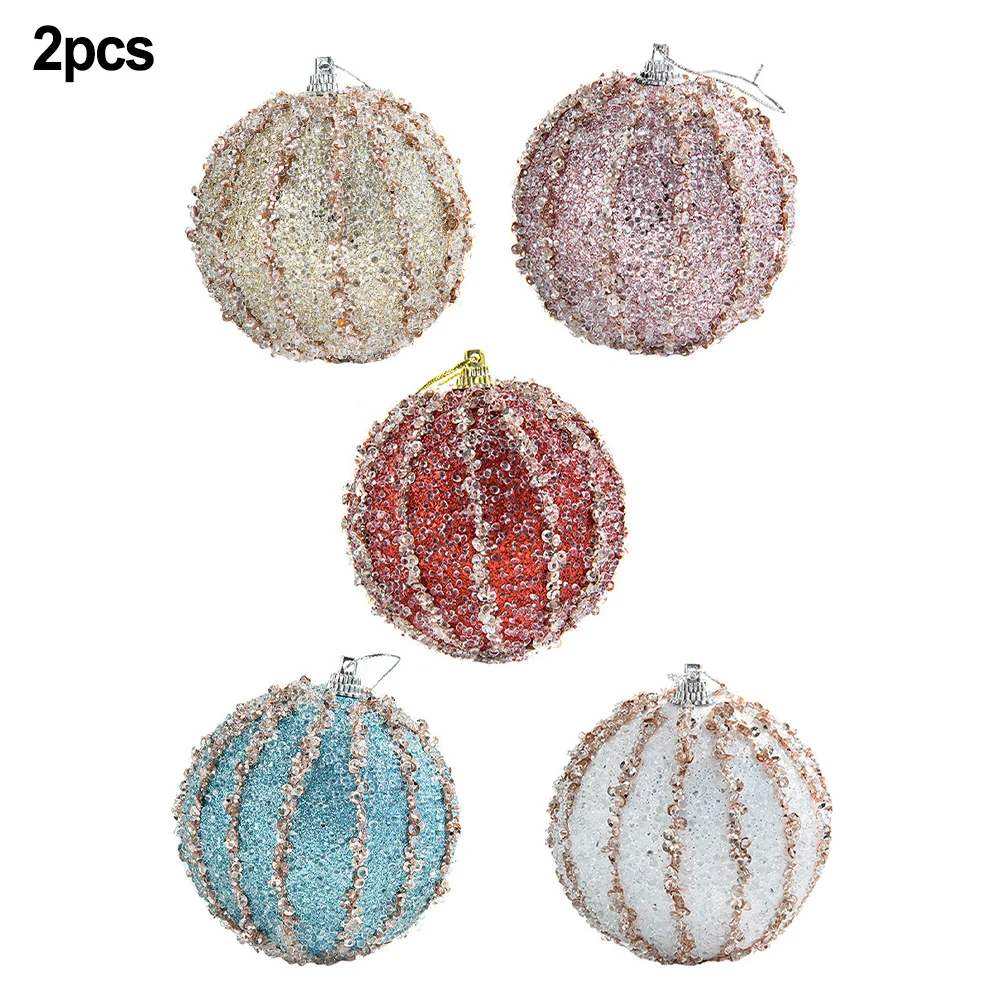 2 шт. 8 см подвесные шары для рождественской елки расшитые блестками блестящий