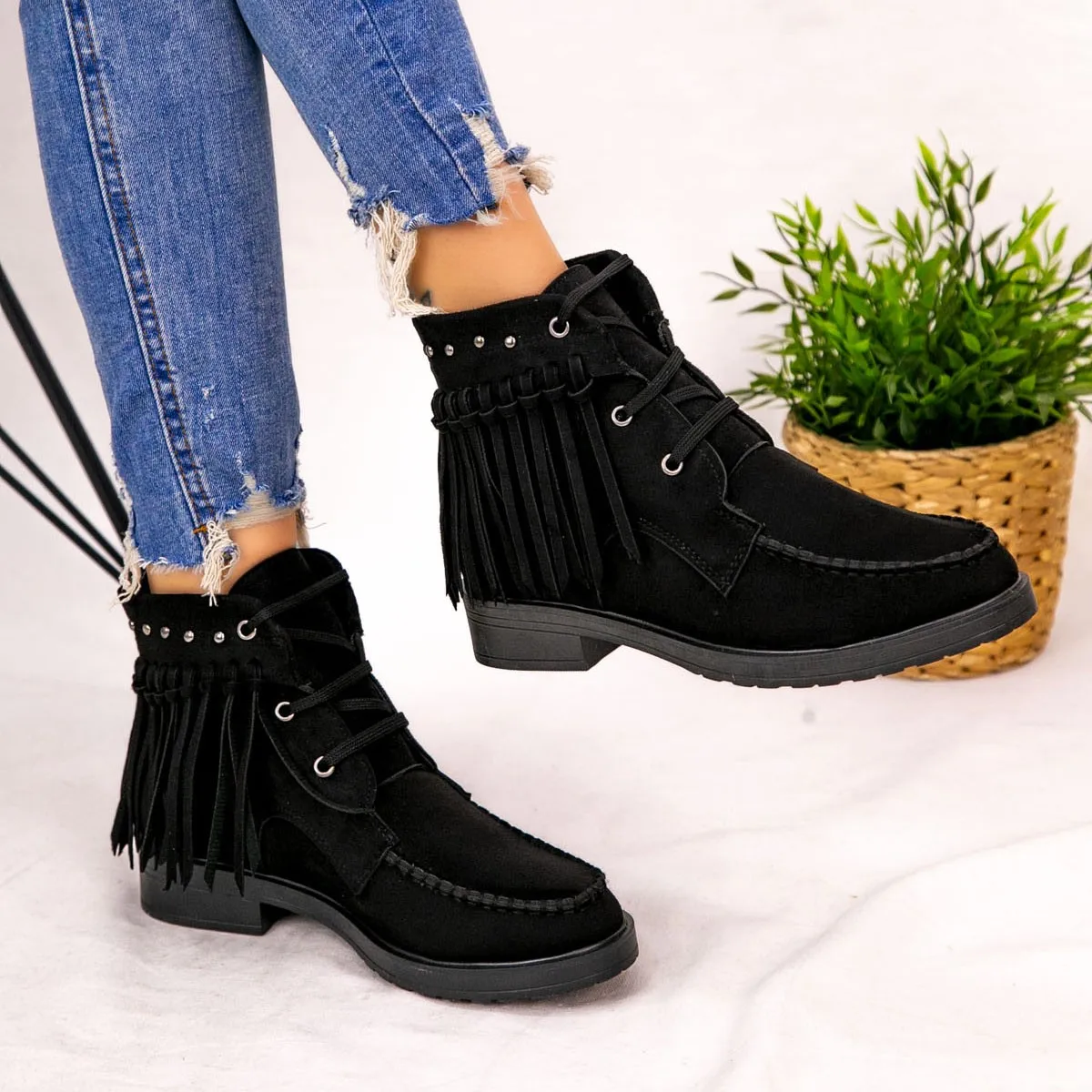 

Viken Black Suede Laced Boots