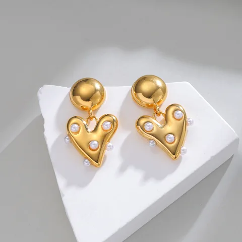 DIEYURO Серьги-гвоздики из нержавеющей стали золотого цвета