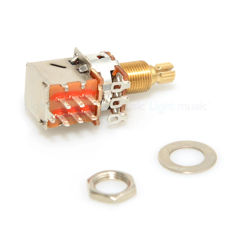 Фото 1pcs Guitar Push Pull Potentiometer A250K B250K A500K B500K 18mm Brass Shaft Guitars Control Pot Potentiometers Parts №4