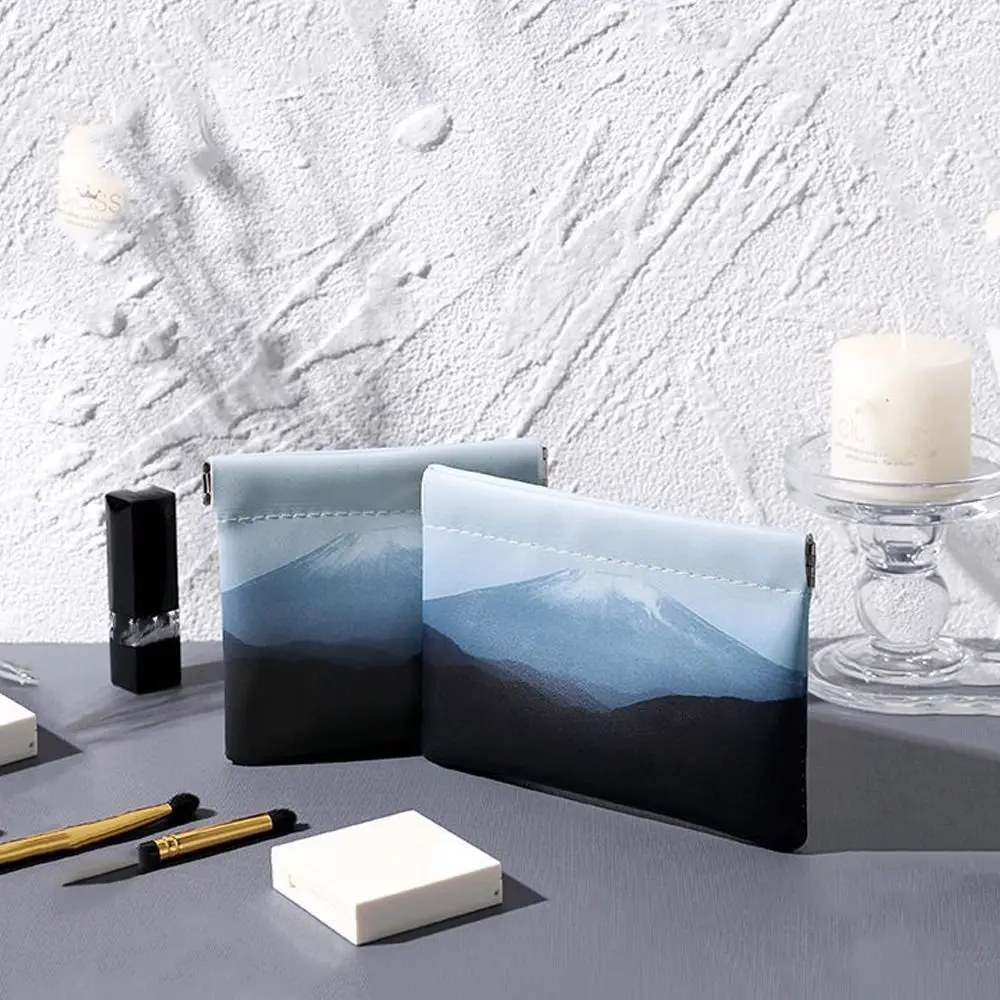 

Кожаный самозакрывающийся Кошелек для монет, квадратная вместительная косметичка для губной помады, стильная уличная мини-косметичка с принтом Ins