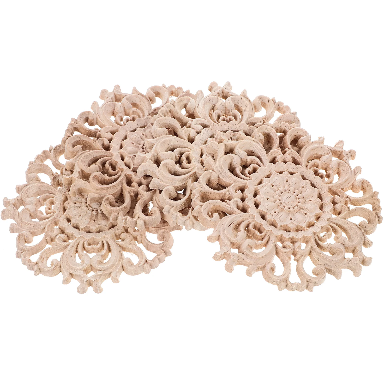 

4 Pcs Decor Carved Onlay Applique Petals Wood Appliques Onlays Furniture Decorative Cabinet Carving Decal