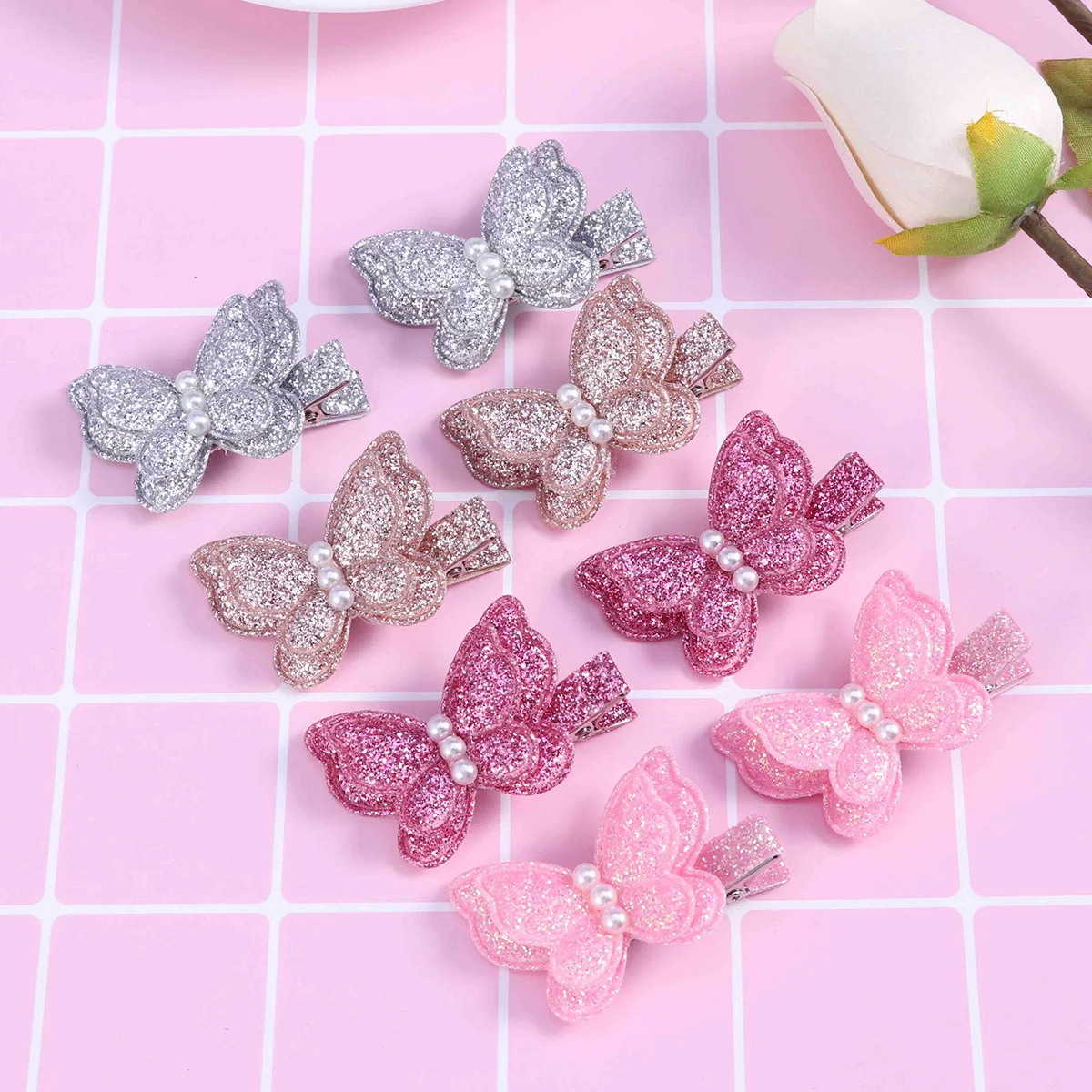 

8 шт., заколки для волос с блестками