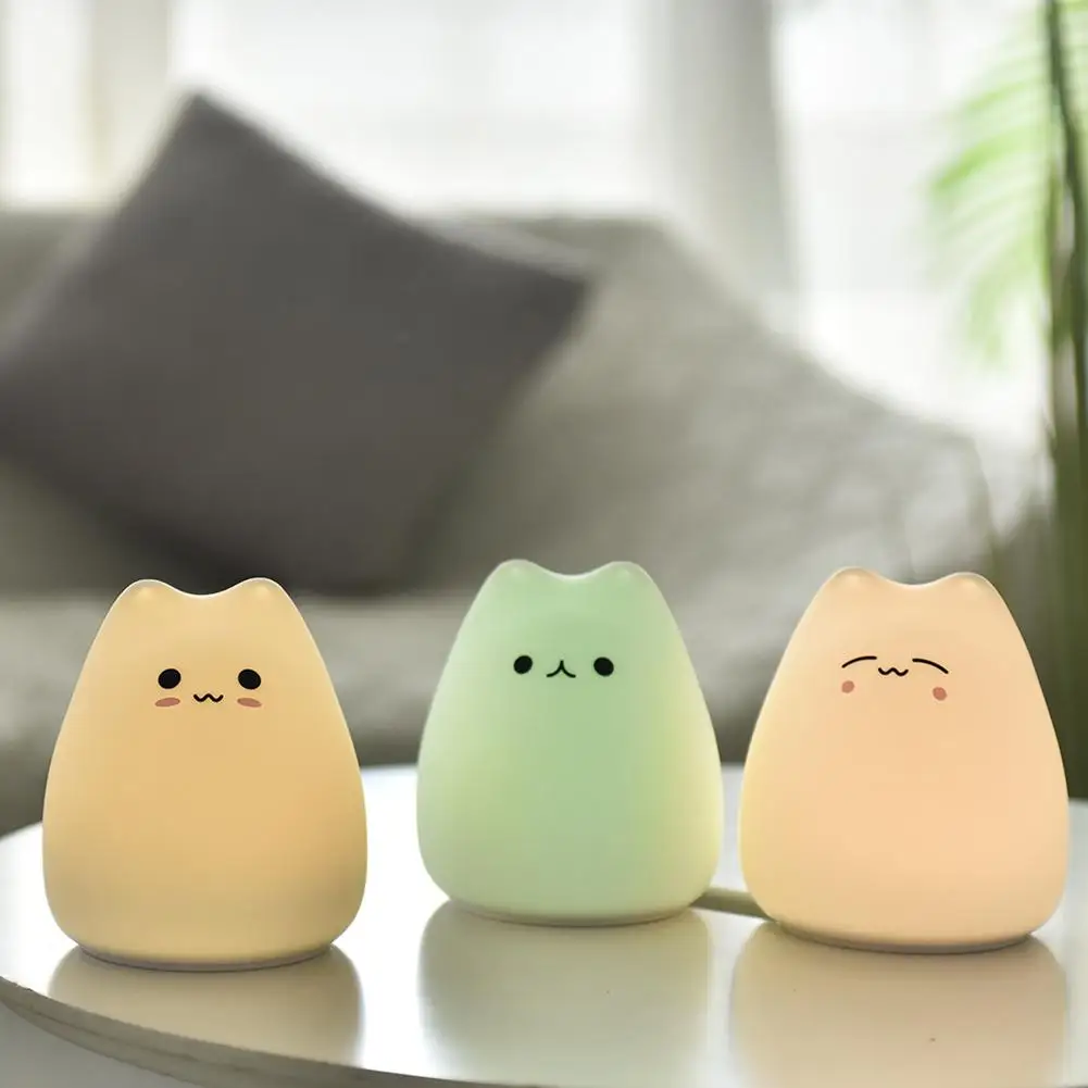 

Universal Mini Cute Cartoon Cat Nightlight LED lamps Indoor Soft Silicone Bedside Lights For Household Room Decoration Lamp
