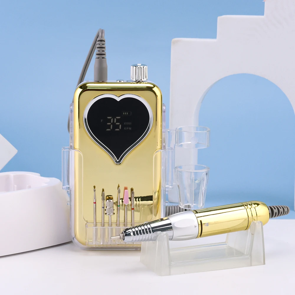 Профессиональная перезаряжаемая дрель для ногтей 35000 об/мин в форме сердца