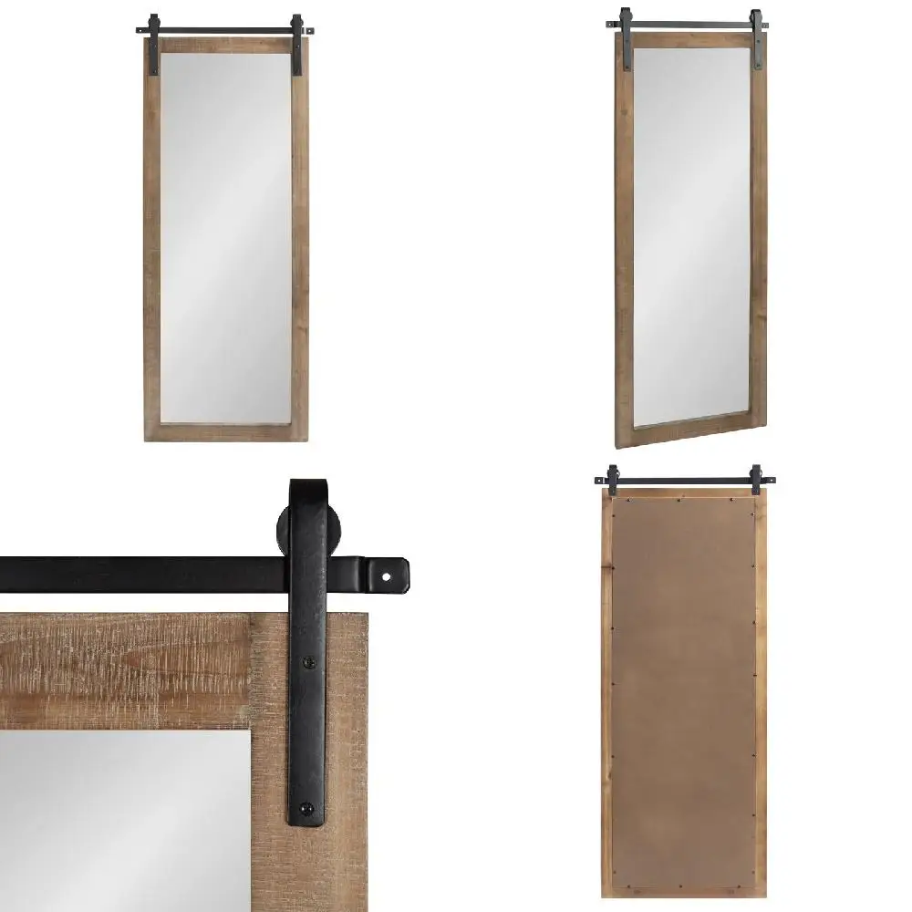 

Delightful 18 x 50 Barn Door-Inspired Farmhouse Wood Framed Wall Mirror - Rustic Brown Home Decor Mirrors for Enhancing Your Hom