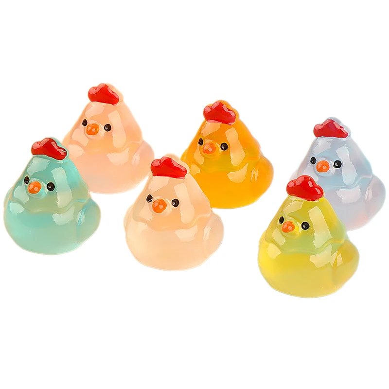 5 шт. миниатюрные фигурки цыплят из фосфоресцирующей смолы