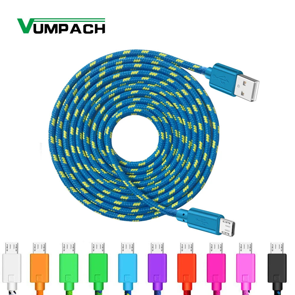 

Vumpach Nylon Braided Micro USB Cable 1m/2m/3m Data Sync USB Charger Cable For Samsung HTC LG Huawei Xiaomi Android Phone Cables