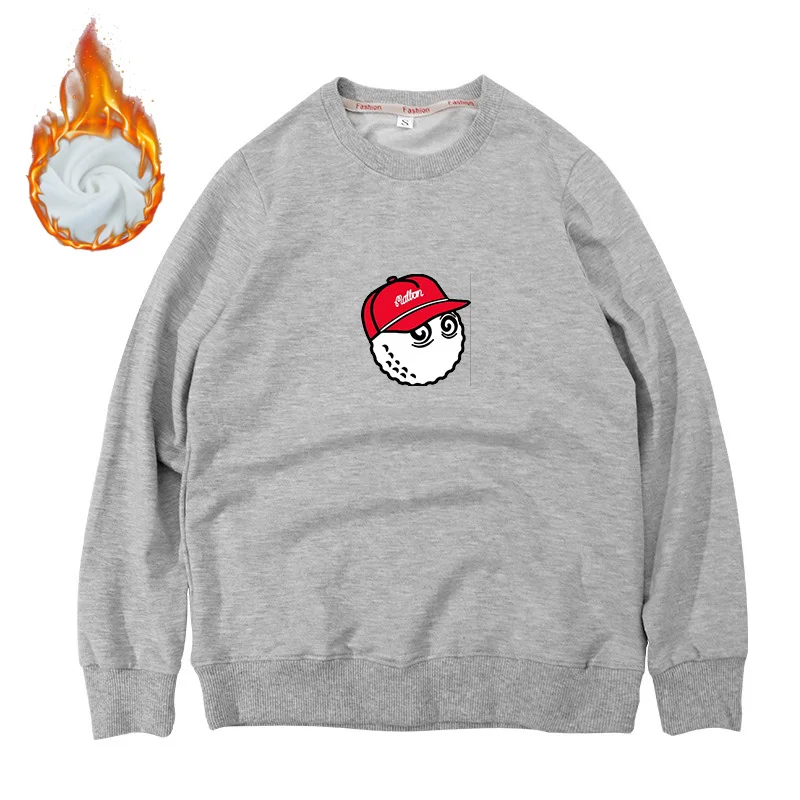 Autumn Winter Men Golf Top Round Neck School Clothes Loose Version Fisherman Hat Fashion Velvet Long Sleeve T-shirt Malbon Golf