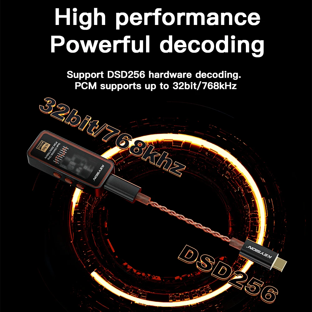 Фото KEYSION Dual CS43198 ЦАП аудио Hi-Fi декодер 768 кГц DSD256 USB Type-C до 3,5/4,4 усилитель для наушников с регулировкой эквалайзера для iOS Android №4